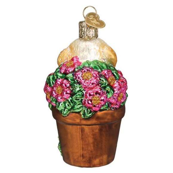 Puppy in Flower Pot Xmas Ornament with Keepsake Box | Old World Christmas | NWT - Picture 3 of 7